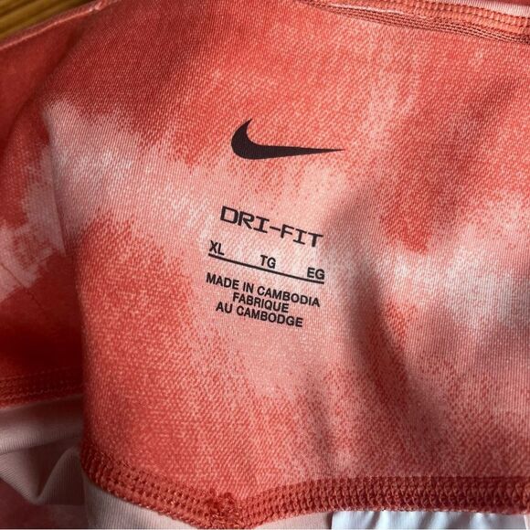 Nike One Luxe Orange Tie Dyed Tight Fit Mid Rise Biker Shorts Sz XL NWT - Picture 9 of 12